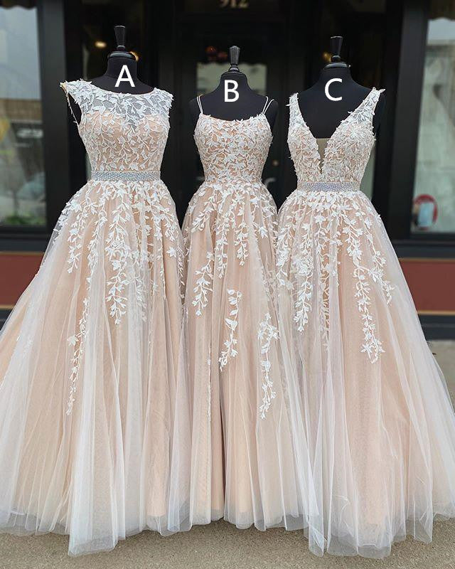 Elegant Long Beaded Lace Tulle Prom Dress with Open Back - Perfect for Homecoming, Formal Dances & Special Occasions