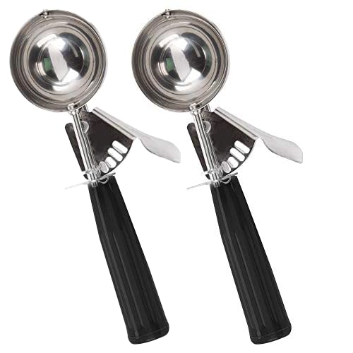 Tiger Chef 1 oz Black Stainless Steel Ice Cream Scoop - NSF Certified for Ice Cream, Frozen Yogurt, Cookie Dough & More - Perfect for Kitchen, Bakery & Catering Use
