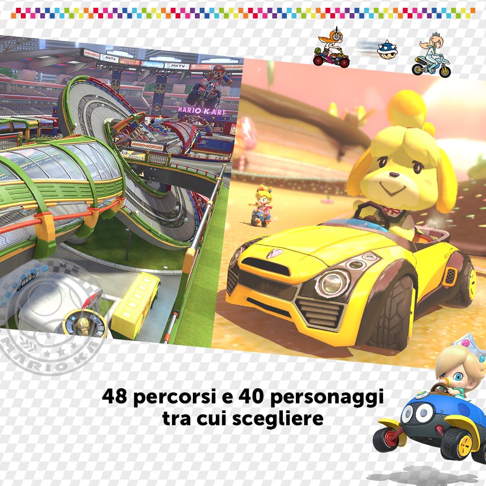 Mario Kart 8 Deluxe - Nintendo Switch Racing Game - Italian Edition - Physical Cartridge Version - Fun Family Multiplayer Game for Parties & Game Nights