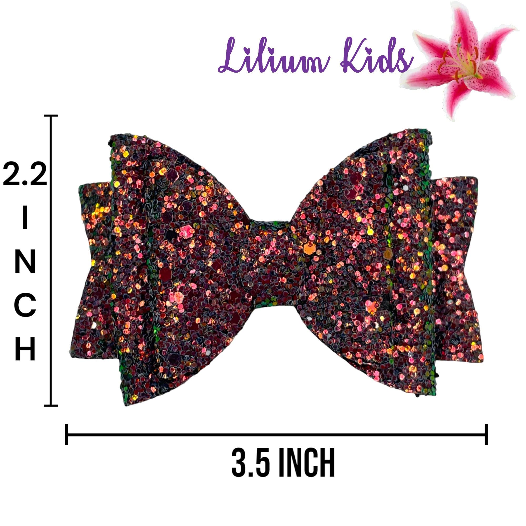 Dark Glitter Hair Bows Clips for Women & Girls – Handmade 3.5 Inch Hair Accessories, 2 Pack – Perfect for Parties, Weddings & Everyday Fashion