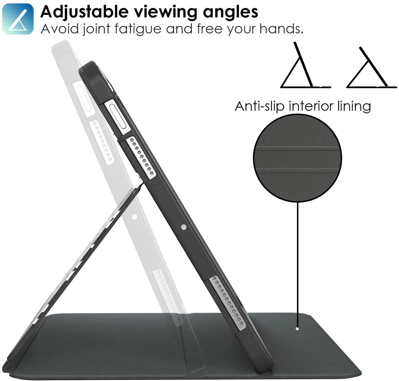 iPad Air 5 Case & iPad Air 4 Case with Pencil Holder - Slim Lightweight Soft TPU Back Cover for Protection | Perfect for Work, School & Travel
