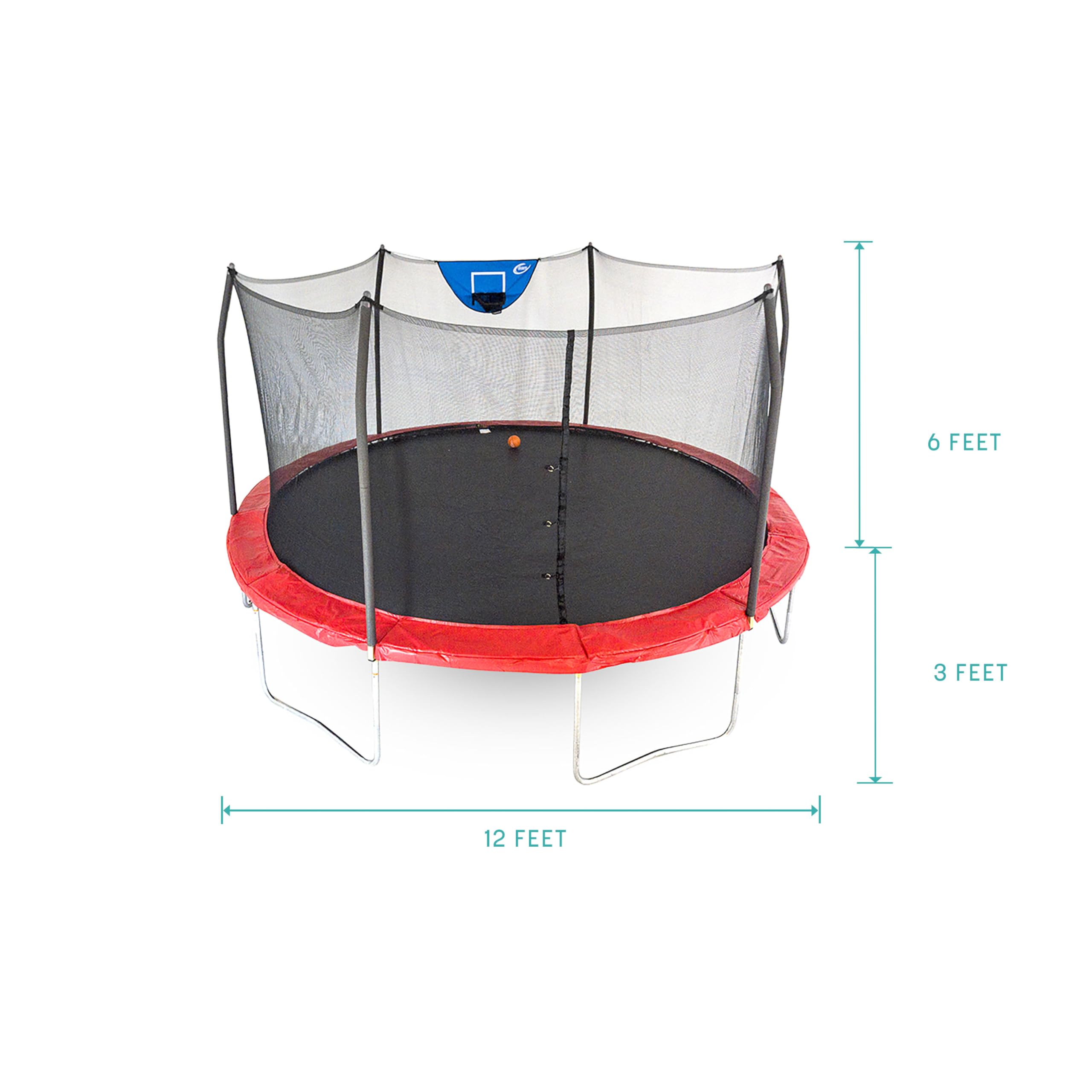 Skywalker Trampoline 8FT, 12FT, 15FT Round Outdoor Trampoline with Safety Enclosure Net, Durable Jump Mat & Basketball Hoop - Perfect for Backyard Fun, Kids Play, Fitness Exercise & Family Bonding