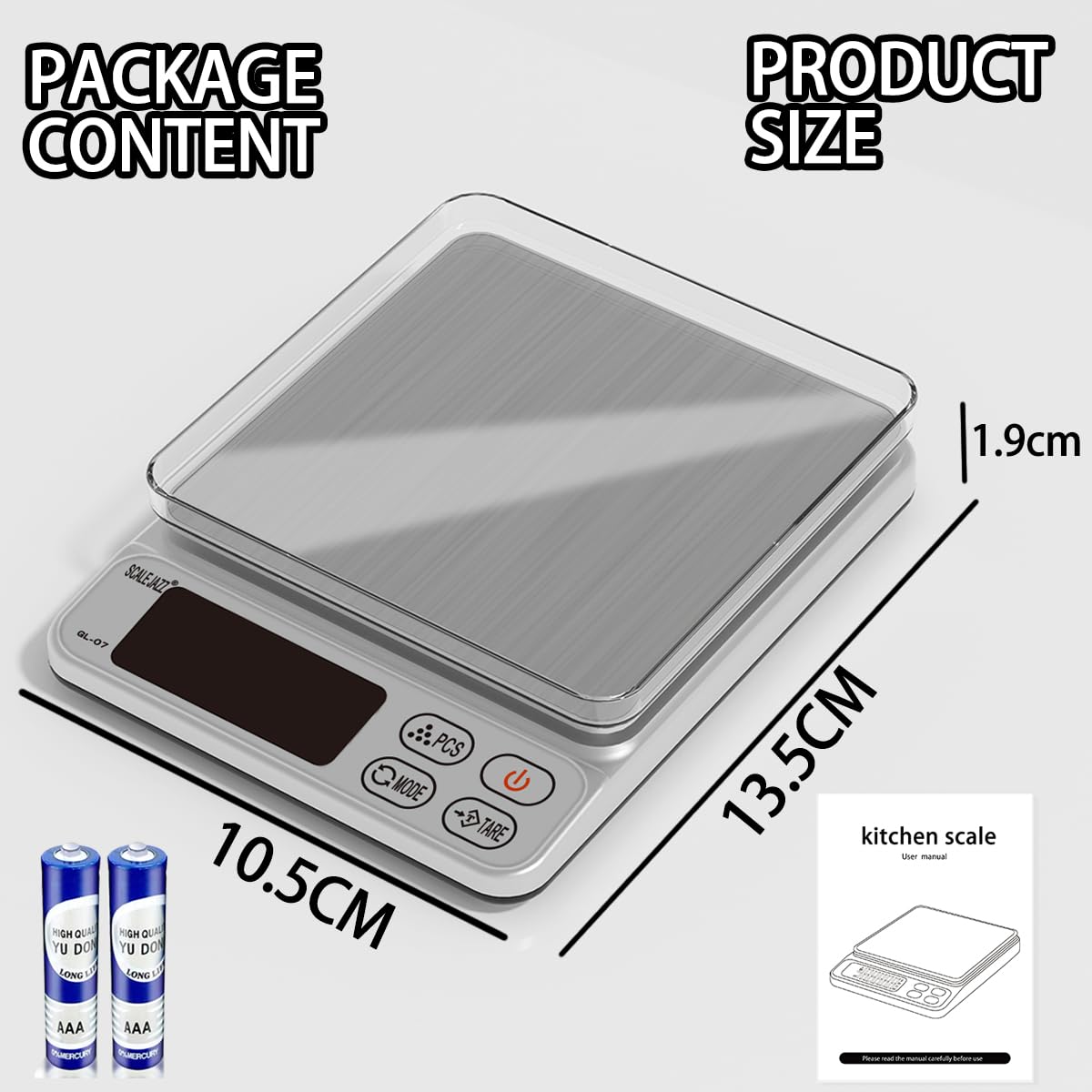 Mini Digital Kitchen Scale - 6.6lb Capacity, Precise Grams & Ounces Measurement for Cooking, Baking & Food Portioning | LCD Display, Tare Function, Auto-Off | Perfect for Home Kitchen, Coffee Brewing & Jewelry Weighing