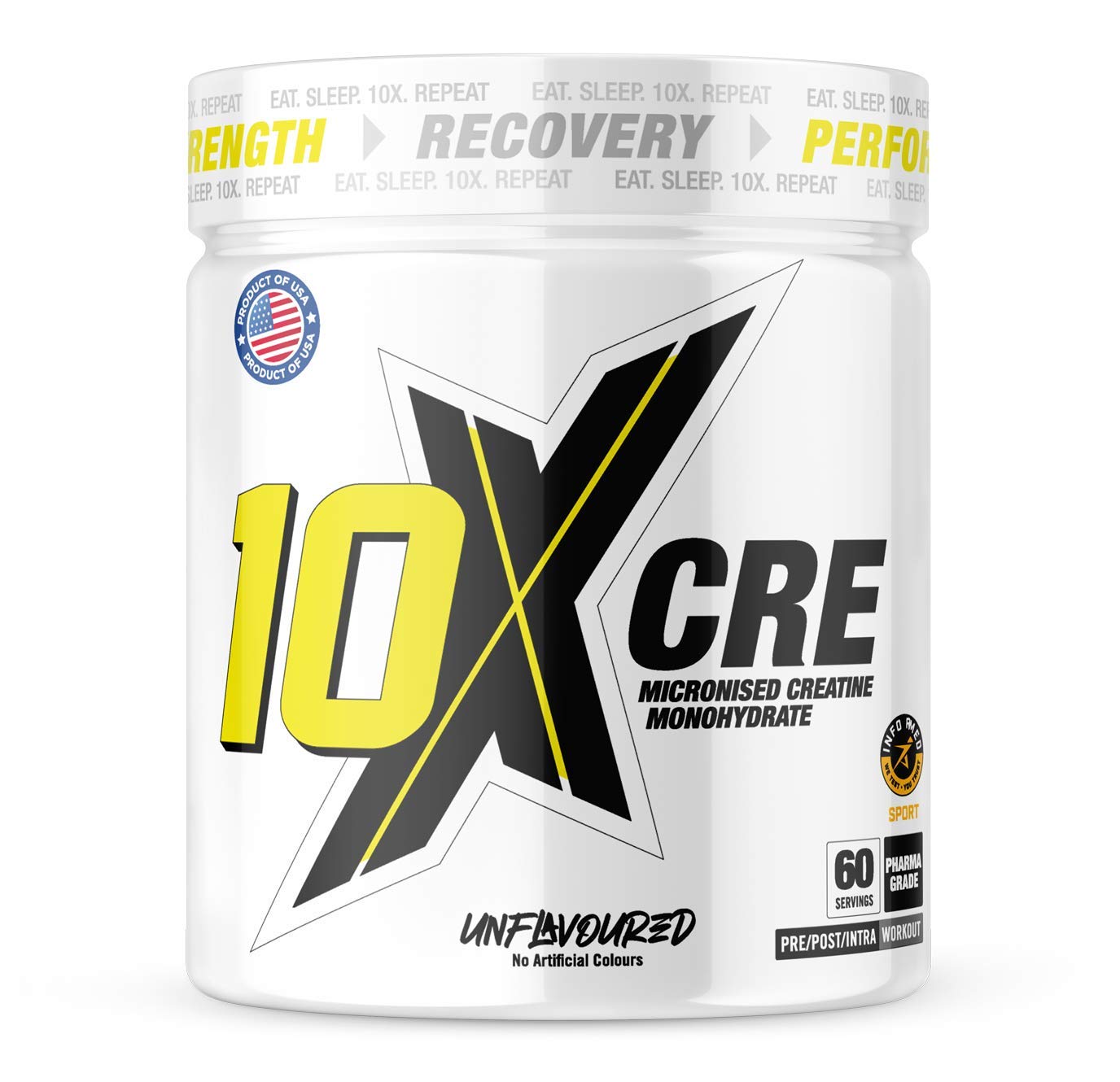 10X Athletic CRE 300g Unflavored Creatine Monohydrate Powder - Premium Muscle Builder for Strength Training & Bodybuilding | Gym, Workout & Fitness Supplement