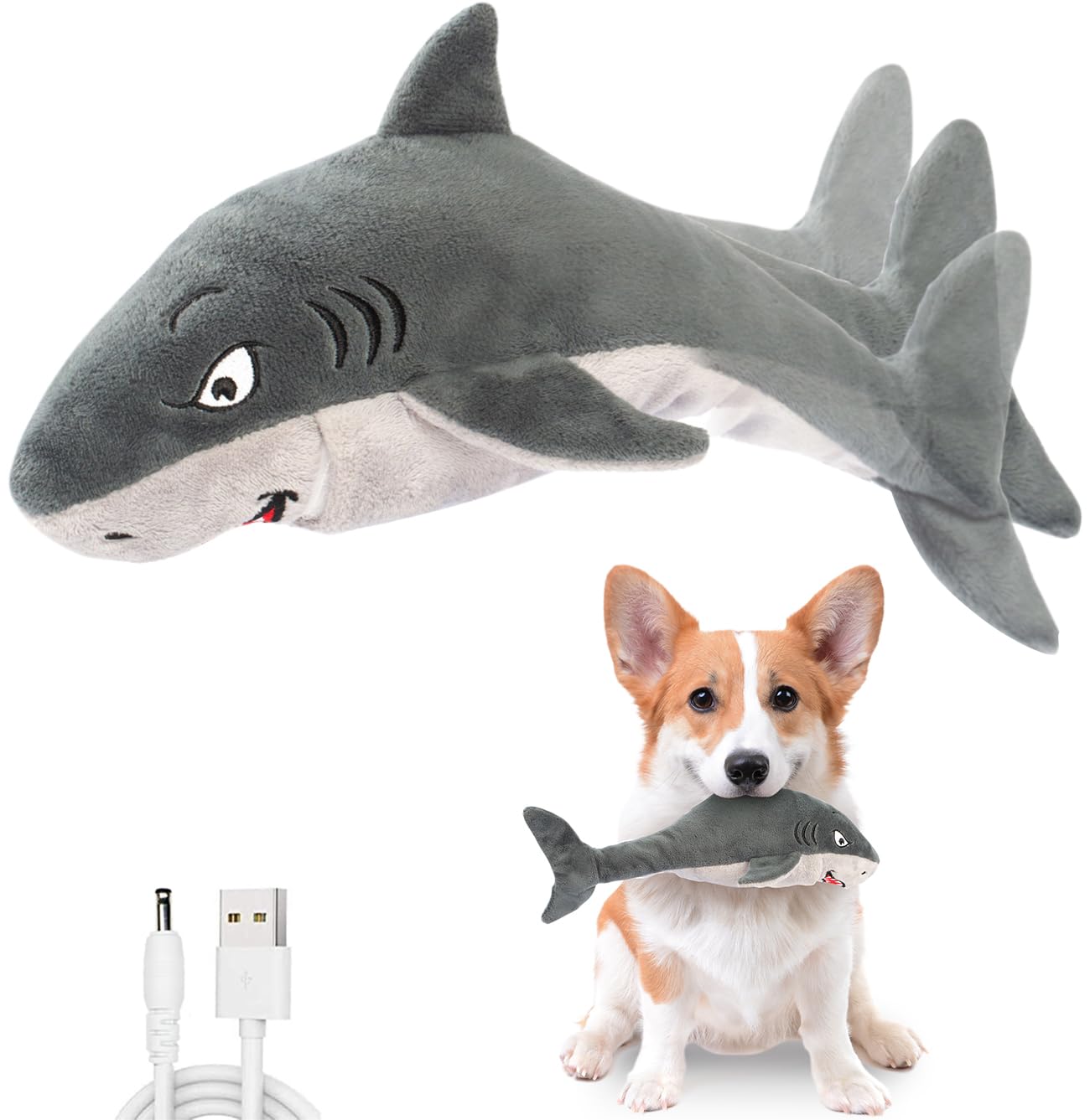 Interactive Flopping Fish Dog Toy - Squeaky Plush Puppy Toy for Small, Medium & Large Dogs - Touch Activated Catcher Game - Perfect for Indoor Play, Training & Boredom Relief