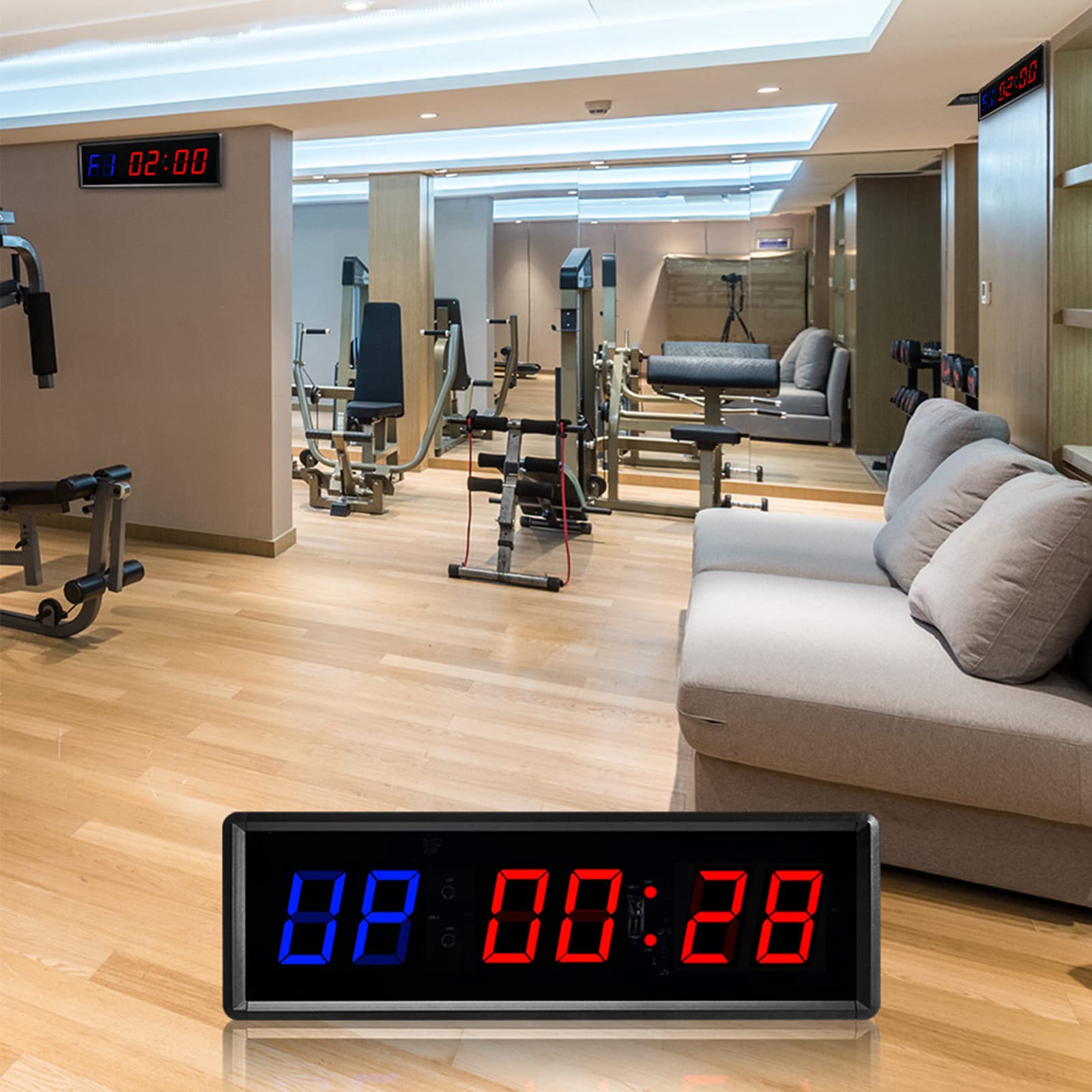 Gym Timer with Ultra-Clear LED Display - Digital Interval Timer, Countdown/Up Stopwatch for Home & Commercial Workouts - Perfect for HIIT, CrossFit, Boxing & Fitness Training