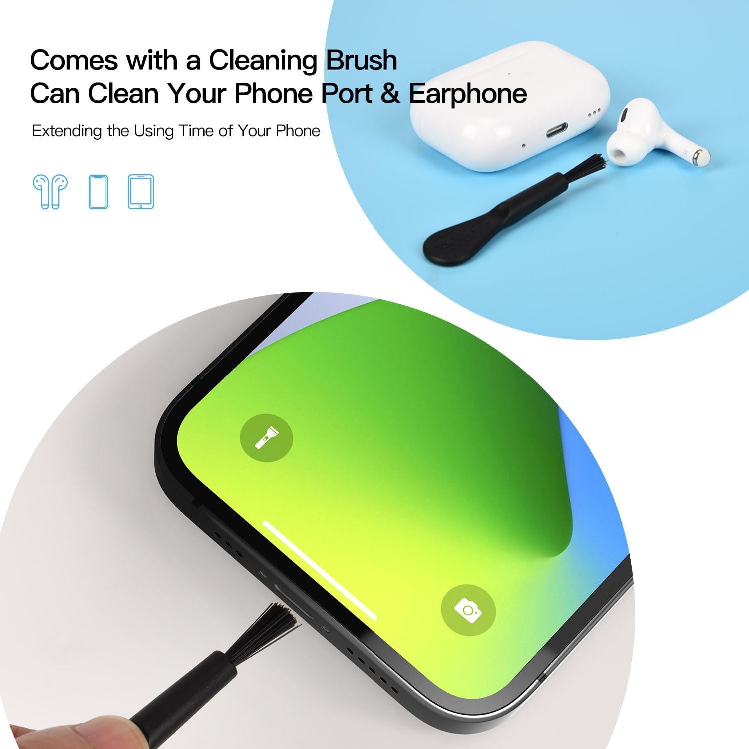 10-Pack iPhone 14 Anti-Dust Plugs - Universal Dust Covers for iPhone 14 Pro Max/13 Pro Max/12 Pro Max/11 Pro/X/XS/XR/8/7 & iPad/AirPods - Includes Easy-Grip Tabs, Lanyard & Cleaning Brush - Perfect for Travel, Gym & Daily Protection