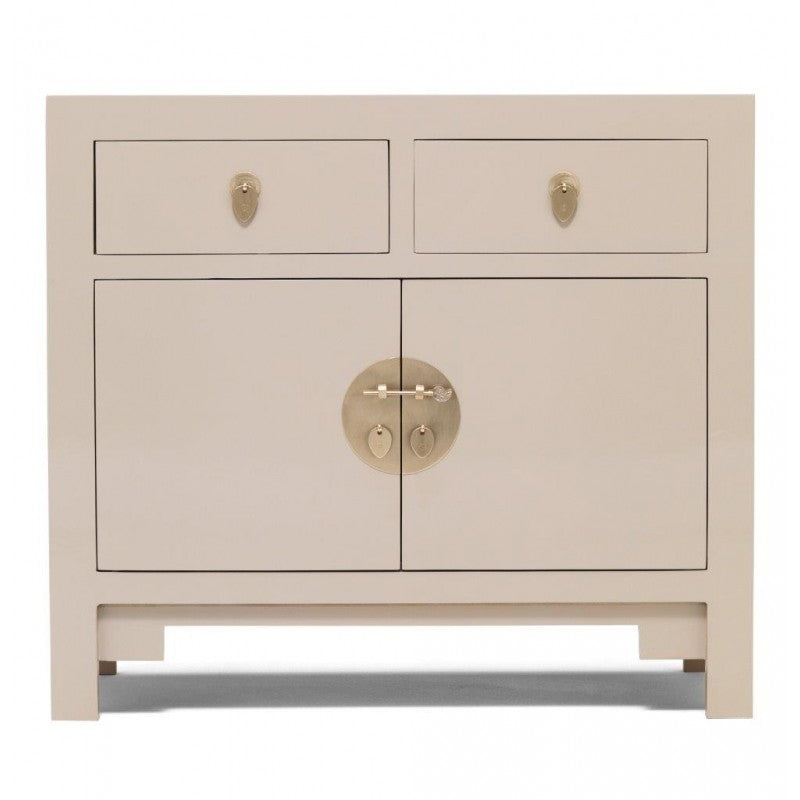 Golden Dragon Oriental Painted Solid Wood Grey Small Sideboard 90x40x80cm - Vintage Asian Style Cabinet for Living Room, Bedroom & Entryway Storage