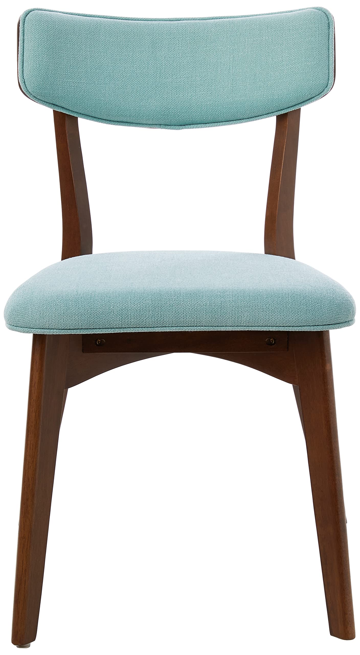 Mid-Century Modern Fabric Dining Chairs Set of 2 - Natural Walnut Rubberwood Frame & Mint Upholstery - Perfect for Dining Room, Kitchen, or Home Office