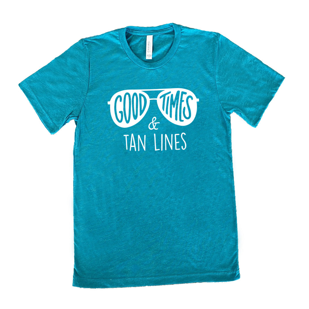 Good Times and Tan Lines Shirt - Unisex Casual Summer T-Shirt for Beach Vacation, Pool Party & Outdoor Activities