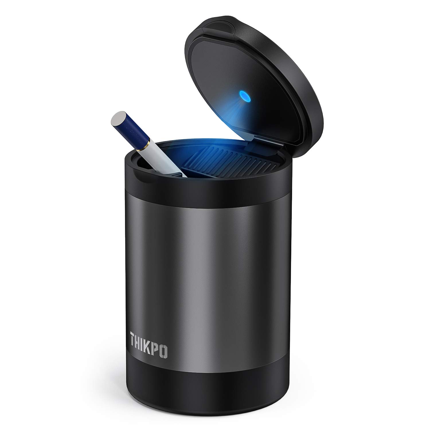 THIKPO Portable Car Ashtray with Lid - Smokeless Detachable Stainless Steel for Travel & Camping