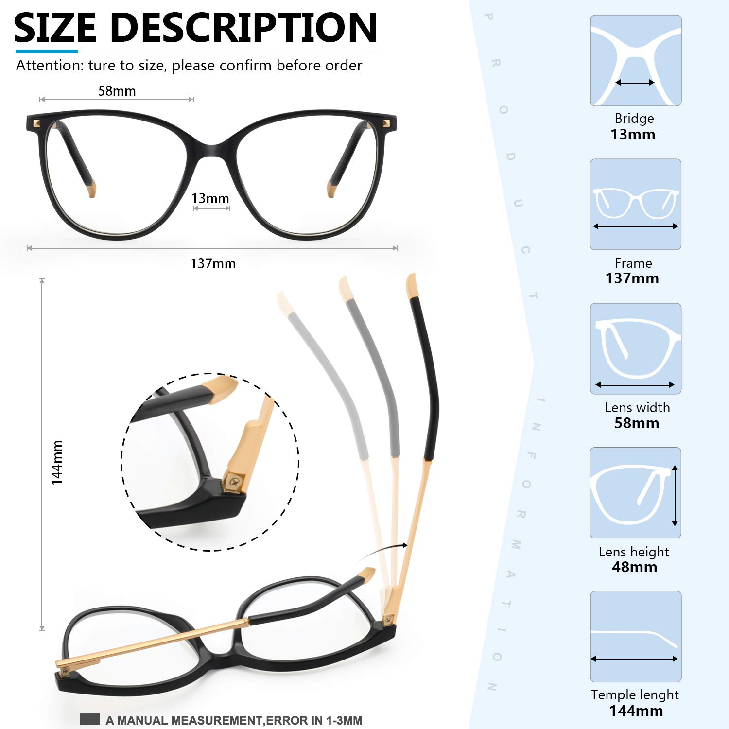 Blue Light Blocking Glasses for Women & Men - Anti Eye Strain Computer Gaming Glasses, Non-Prescription Reading Glasses for Gamers & Office Workers - Reduce Digital Eye Fatigue for Screen Time, Gaming & Studying