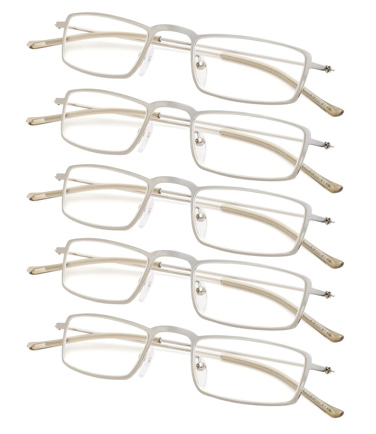 5-Pack Lightweight Reading Glasses for Men & Women - Comfortable +1.00 to +3.50 Magnification - Perfect for Reading Books, Crafts & Computer Work