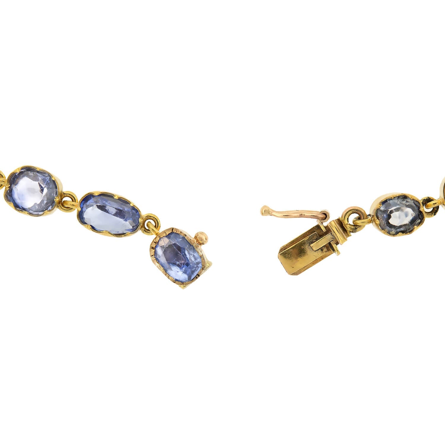 15K Victorian Style Ceylon Sapphire Link Bracelet - 15+ Carat Total Weight | No Heat Treatment | Elegant Jewelry for Weddings, Parties & Special Occasions