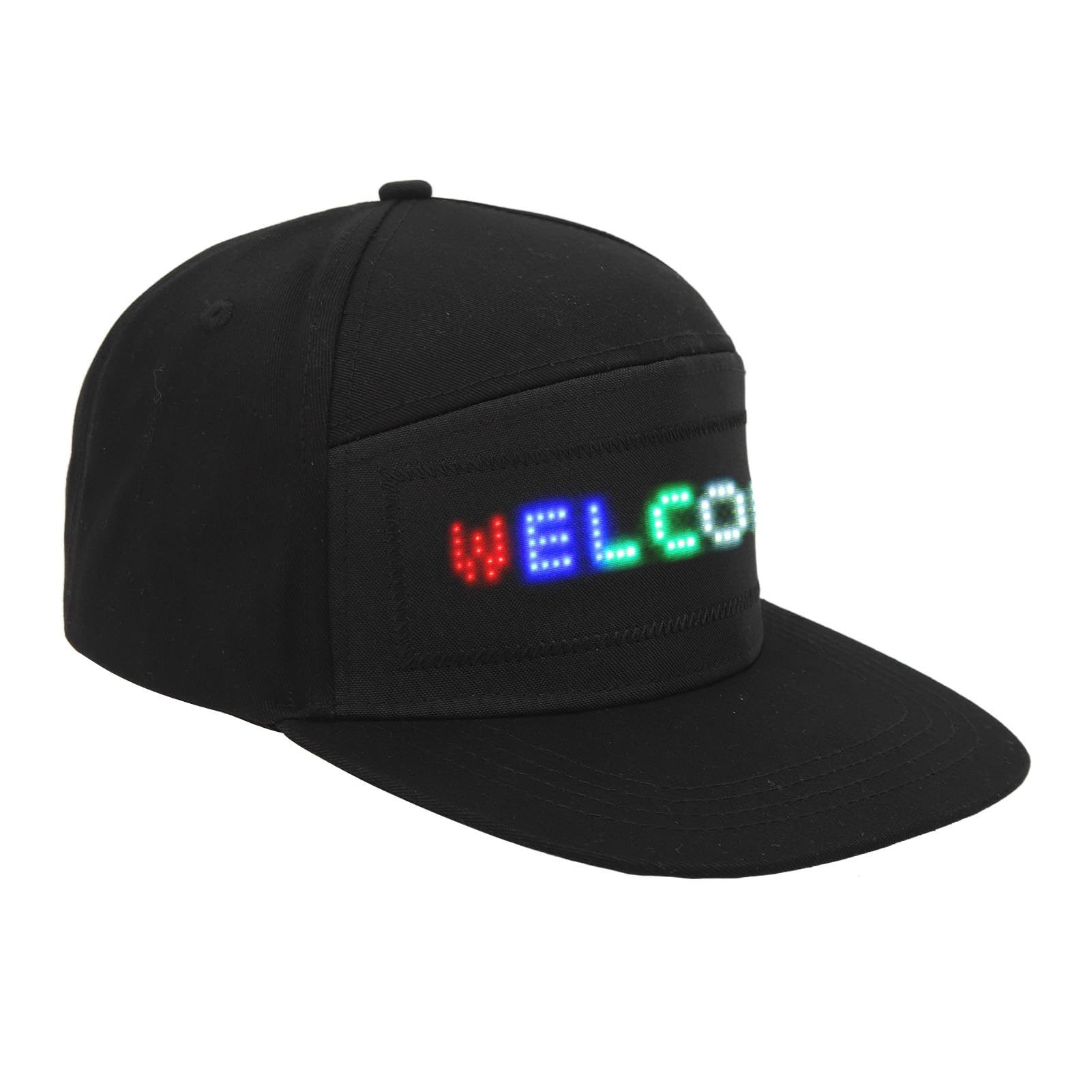Adjustable Black LED Smart Hat for Carnival & Parties - Stylish Light-Up Hat for Night Events, Raves, and Festivals