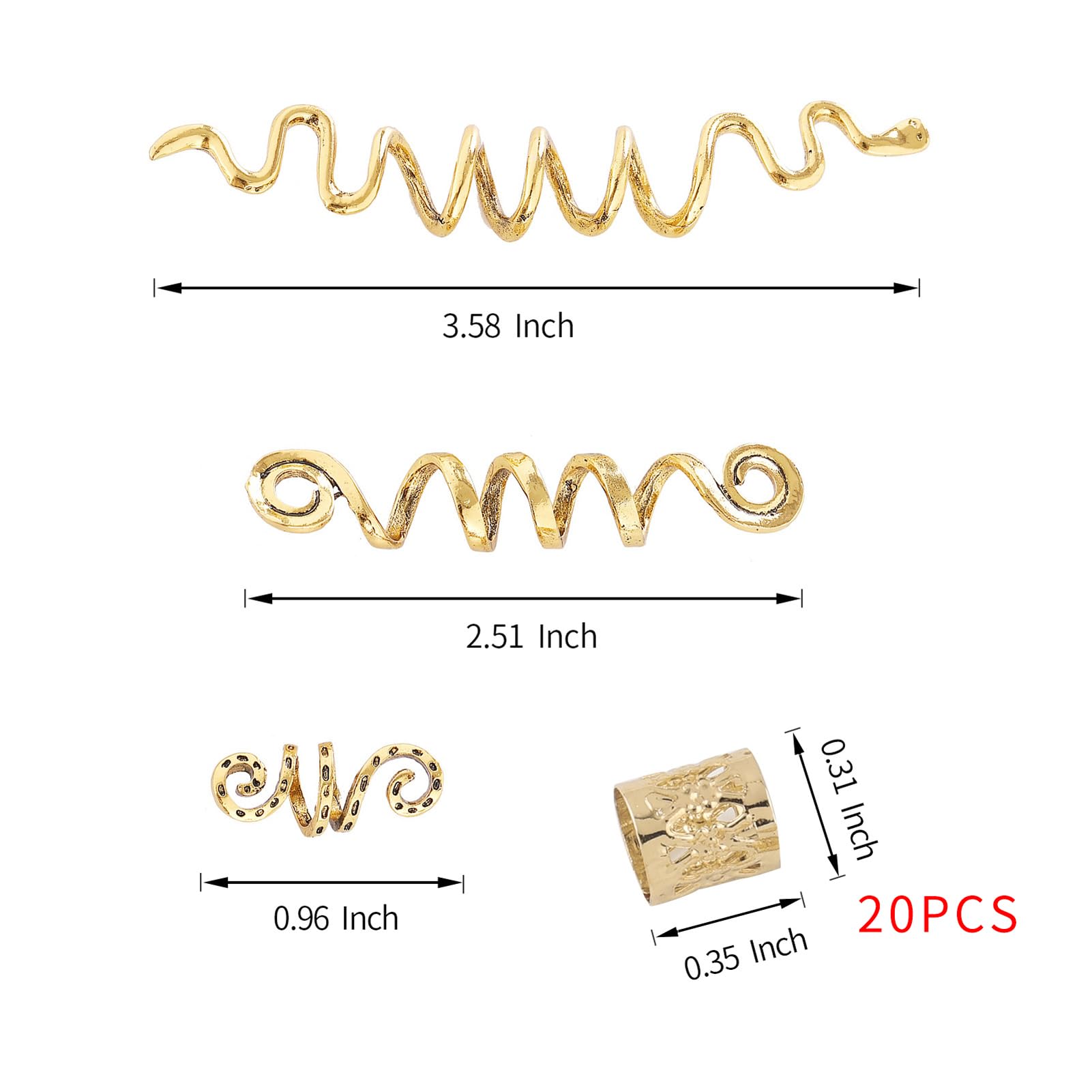 23Pcs Gold Hair Jewelry Set for Women - Loc Accessories, Hair Cuffs for Braids & Dreadlocks - Boho Hair Rings & Hair Chains - Perfect for Halloween, Parties, Weddings & Festival Outfits