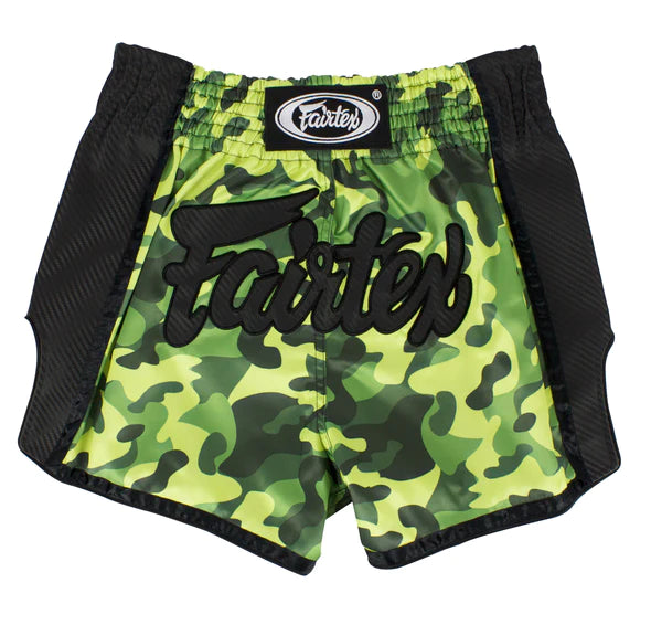 Fairtex Green Camo Slim Cut Muay Thai Boxing Shorts - Premium MMA Training & Competition Shorts for Kickboxing, Muay Thai & Martial Arts - Perfect for Gym Workouts & Fighting Tournaments