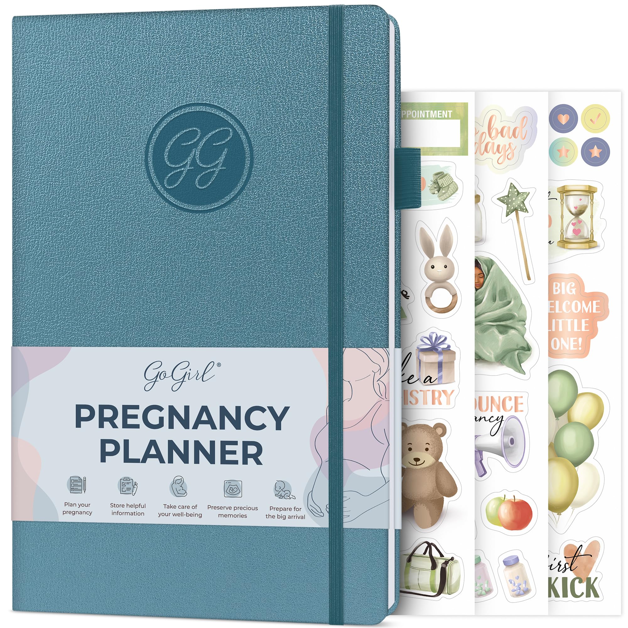 GoGirl Pregnancy Planner & Journal - Weekly Baby & Mom Memory Book for First-Time Moms - Track & Document Your 40-Week Pregnancy Journey - A5 Size Keepsake Organizer (Aquamarine) - Perfect for Baby Showers, Gender Reveals & Creating Lasting Memories