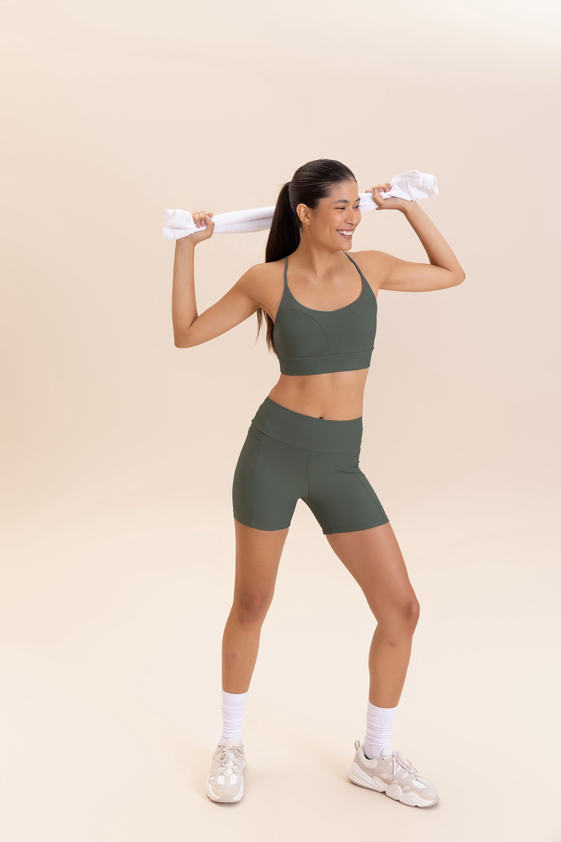 Fit Green® Women's High Waist Yoga Shorts - Breathable Workout Shorts for Running, Gym & Lounge - Stretchy Athletic Shorts with Pockets