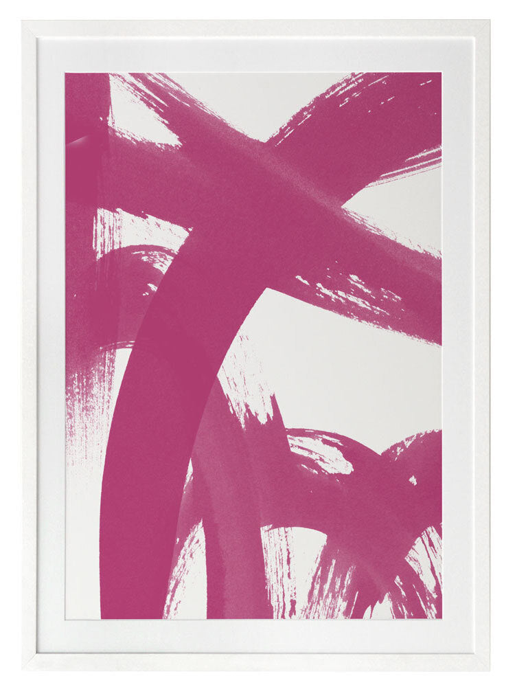 Raspberry Pop Framed Art Print - Vibrant Wall Decor for Living Room, Bedroom & Office - Changing Lanes Modern Abstract Painting