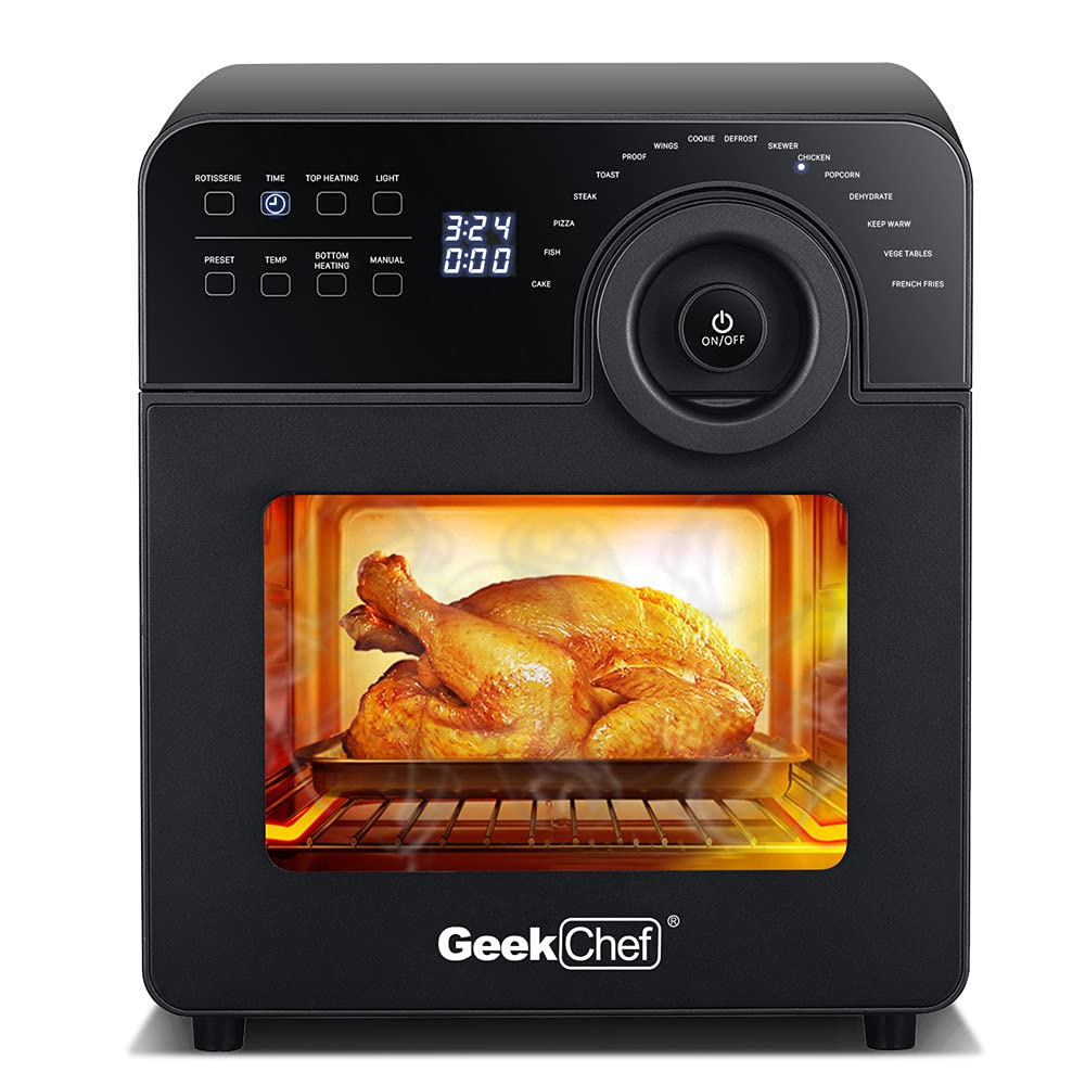 MengK 14.7 Quart Air Fryer Toaster Oven Combo - 4 Slice Countertop Convection Oven with Roast, Bake, Broil & Reheat Functions | Oil-Free Frying, Includes 4 Accessories & Recipe Book | Perfect for Small Kitchens, Dorms, Apartments & Healthy Cooking