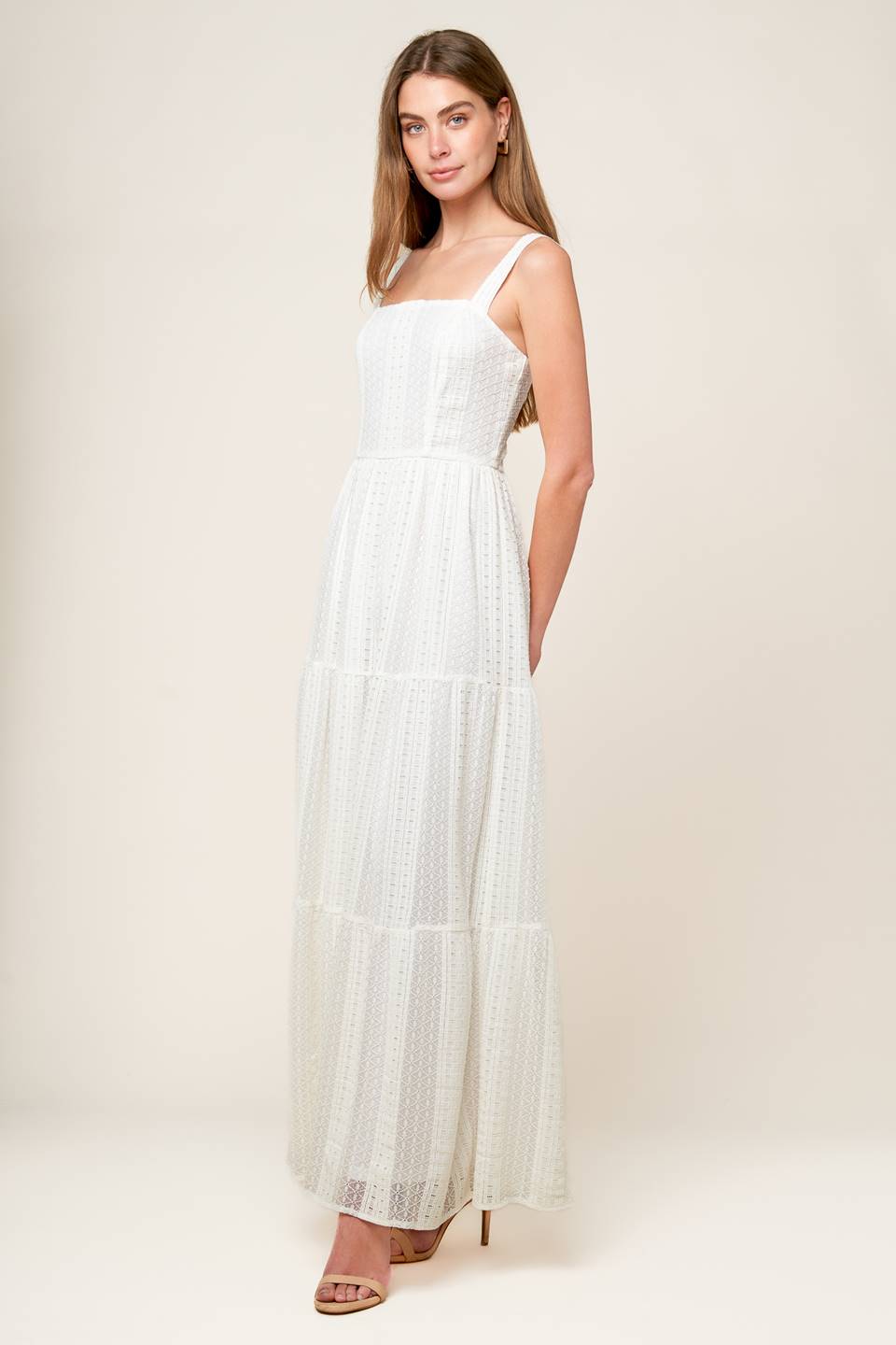 Elegant White Lace Maxi Dress for Women | AFTER THE RAIN | Perfect for Weddings, Parties & Summer Vacations
