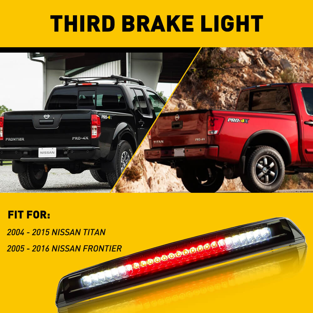 LED Third Brake Light Replacement for 2004-2015 Nissan Titan & 2005-2016 Frontier - High Visibility Safety Upgrade for Night Driving & Towing