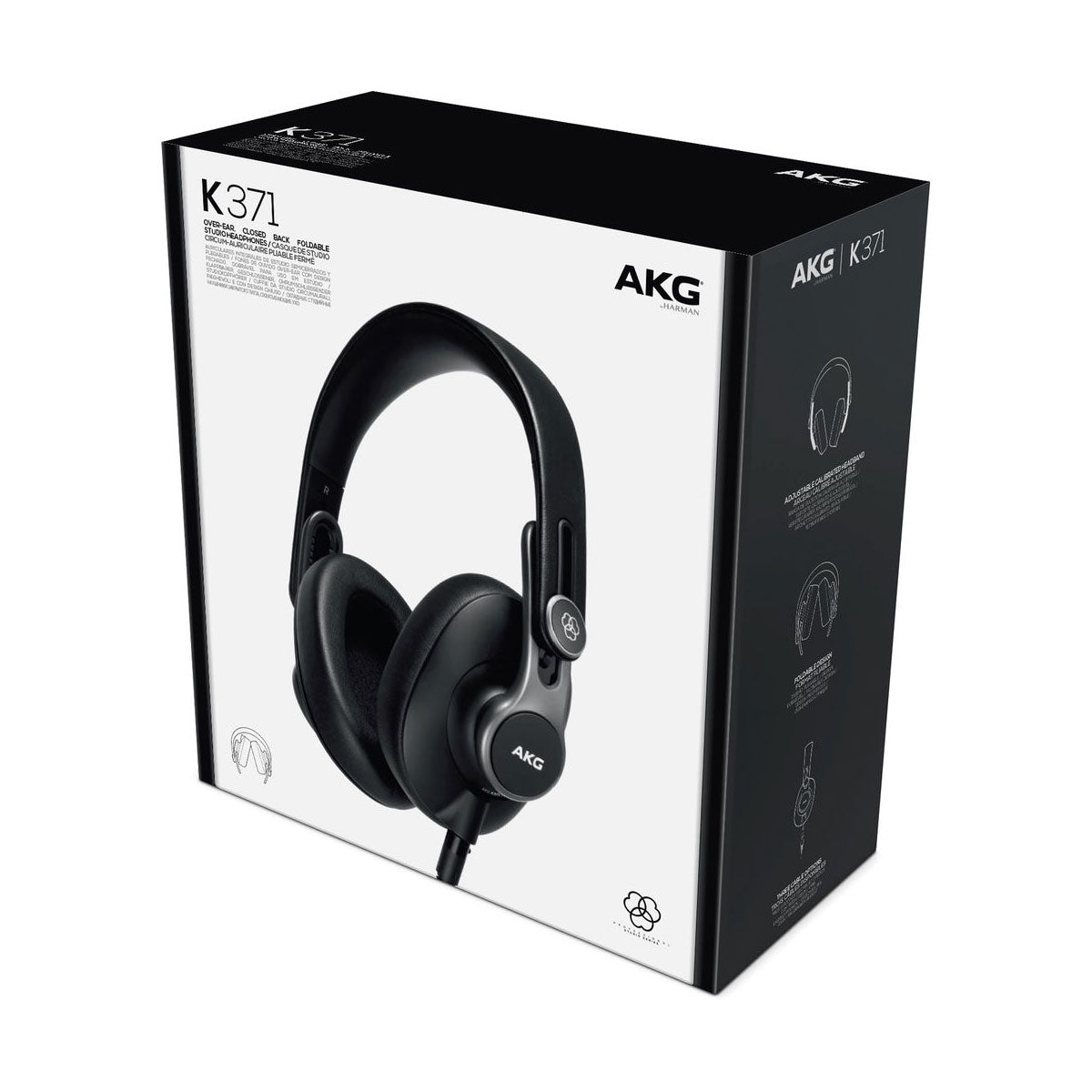 AKG K371 Professional Closed-Back Over-Ear Headphones - Studio Monitoring, Recording & Home Audio Use