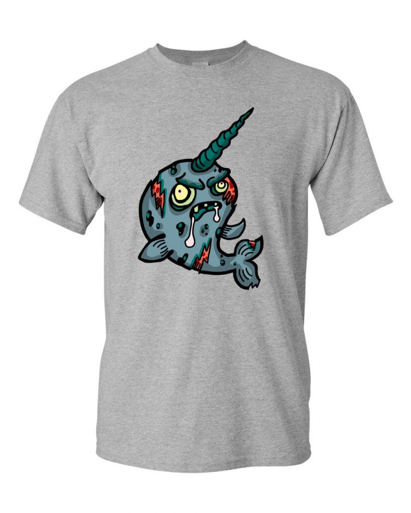Zombie Narwhal Undead Animals T-Shirt for Adults - Funny Halloween & Horror Movie Fan Gift - Perfect for Cosplay, Comic Con, and Themed Parties