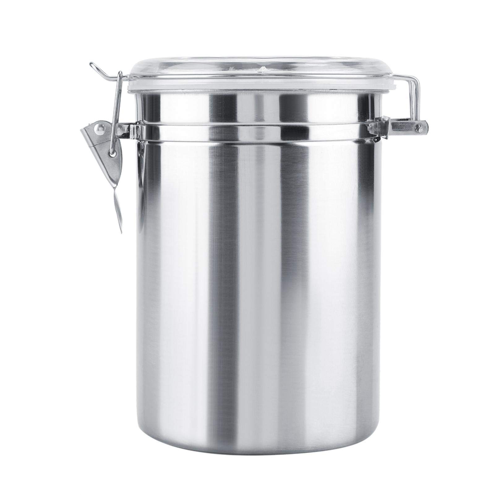 Premium Stainless Steel Coffee Canister - Airtight Ground Coffee & Bean Storage Container with Clear Clamp Lid (1800ml) - Ideal for Kitchen, Pantry Organization & Keeping Coffee, Tea, Flour, Sugar Fresh