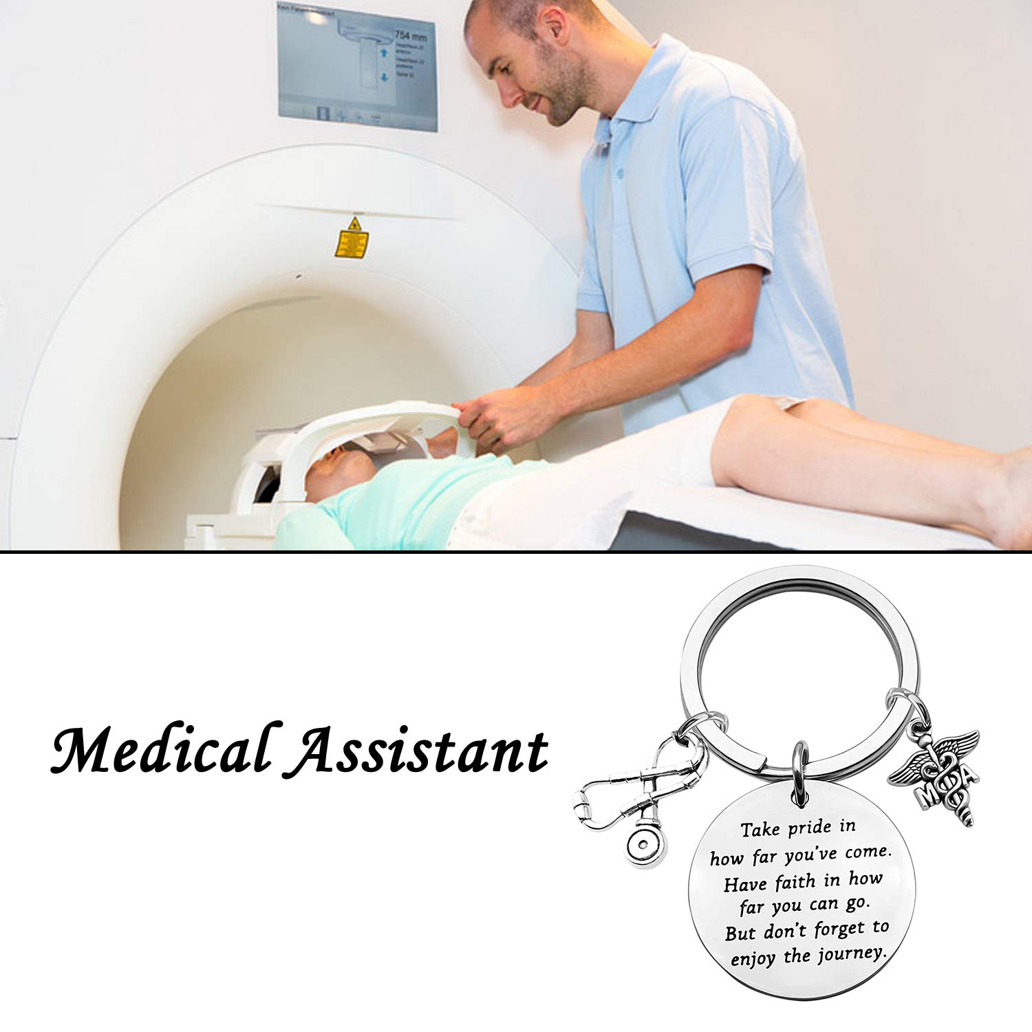 FUSTMW Medical Assistant Graduation Gift Keychain - Engraved MA Appreciation Present for Nurses & Healthcare Professionals - Perfect for Clinicals, White Coat Ceremonies & Nursing School Graduation