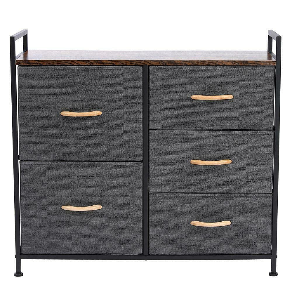 VeahUS 5-Drawer Dresser for Bedroom & Office - Sturdy Wooden Chest of Drawers with Ample Storage Space | Perfect for Organizing Clothes, Accessories, and Office Supplies in Home or Workspace