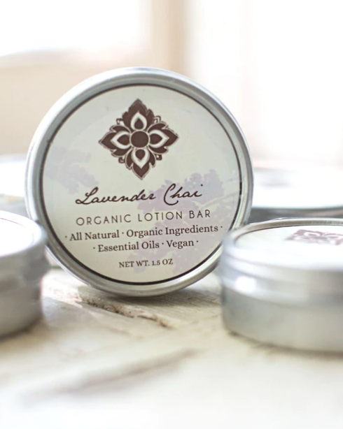 Organic Lavender Chai Lotion Bar for Dry Skin - Handmade Moisturizing Solid Lotion - Perfect for Travel, Gifts & Natural Skincare Routine