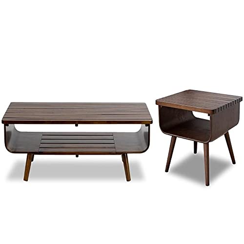 Home Square 2-Piece Walnut Living Room Set with Coffee Table & End Table - Perfect for Small Spaces & Modern Apartments