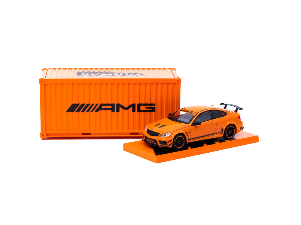 Tarmac Works 1:64 Scale Mercedes Benz C63 AMG Coupé Black Series Diecast Model Car - Orange with Display Container - Perfect for Collectors, Racing Enthusiasts & Home/Office Decor