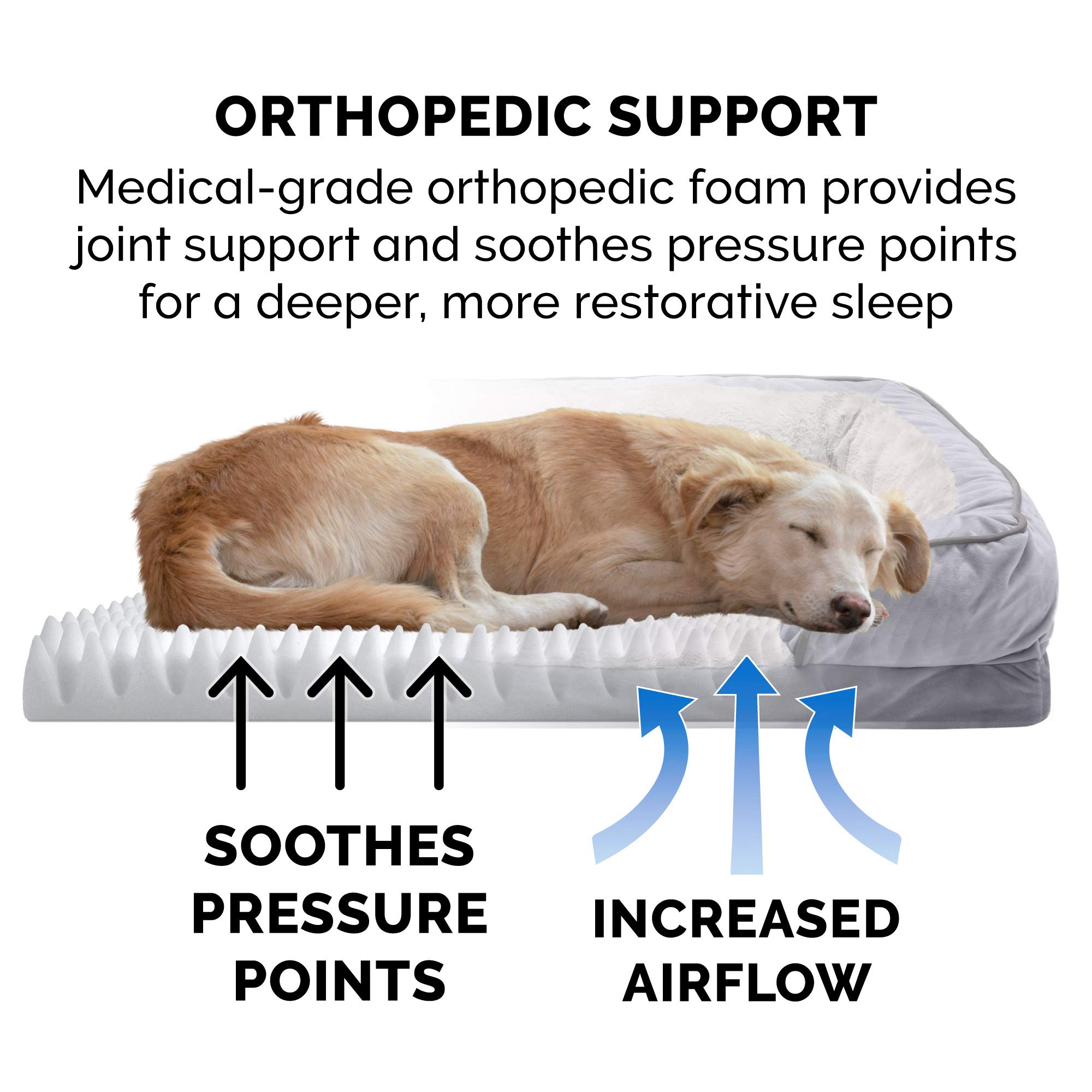 Furhaven Orthopedic Dog Bed for Small & Medium Dogs - Plush Velvet Sofa with Removable Bolsters & Washable Cover - Supports Pets Up to 35 lbs - Granite Gray Medium Size - Perfect for Living Room, Bedroom or Crate Comfort