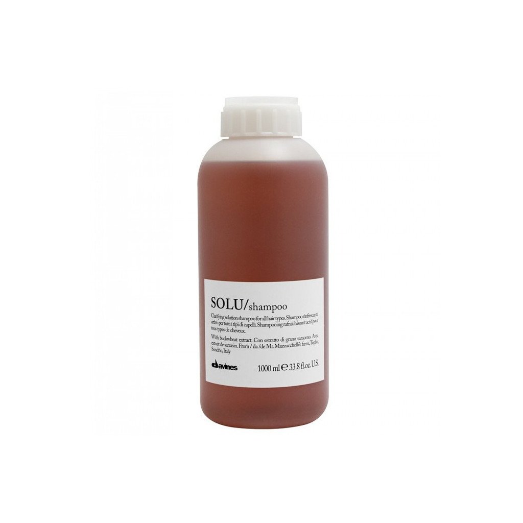 Davines Essential SOLU Shampoo 33.8oz (1L) - Moisturizing & Nourishing Hair Care for Dry & Damaged Hair - Perfect for Daily Use & Salon Treatments