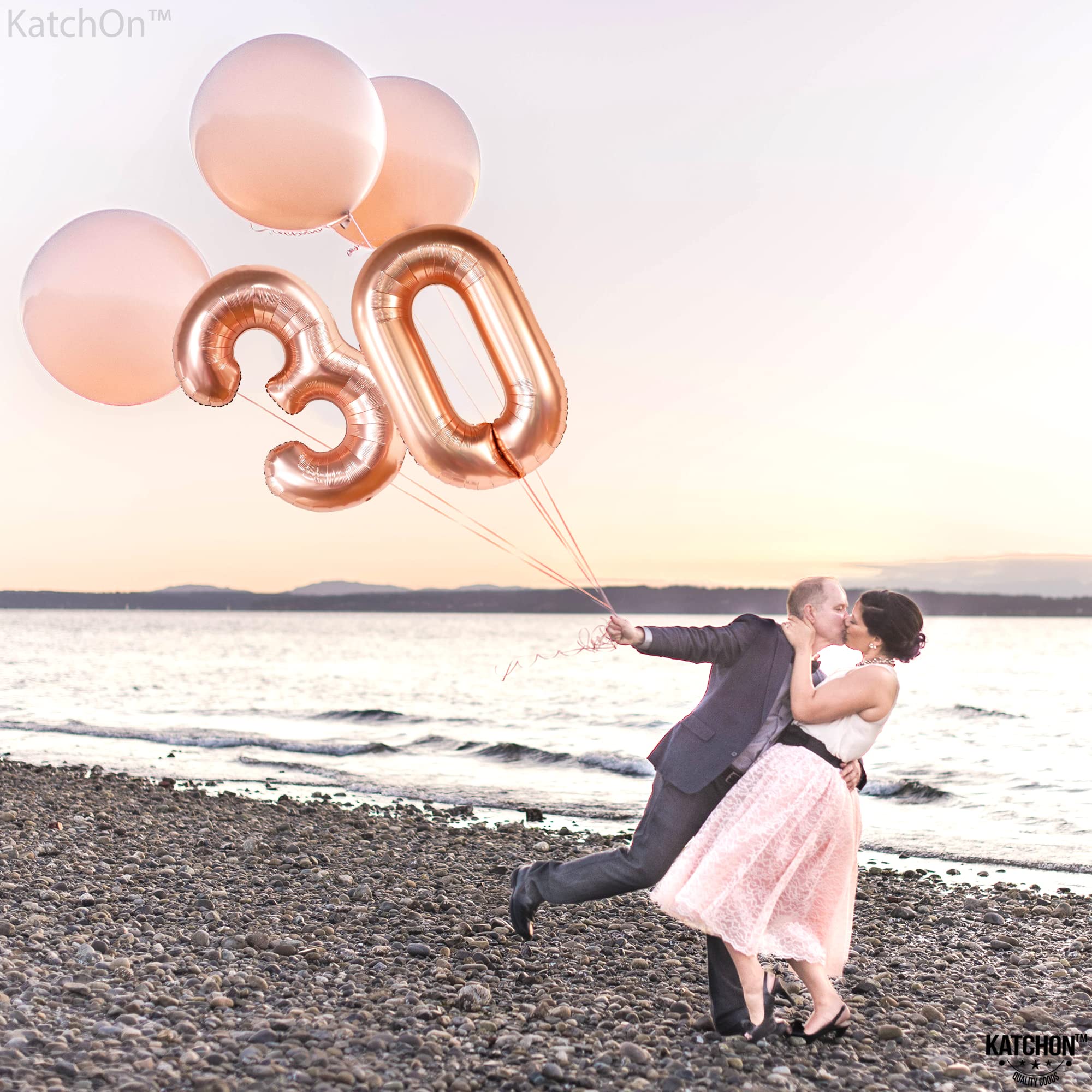 KatchOn 40 Inch Rose Gold Foil 30 Balloon Numbers - Large 30th Birthday Decorations for Women | Perfect for Birthday Parties, Anniversaries & Photo Backdrops