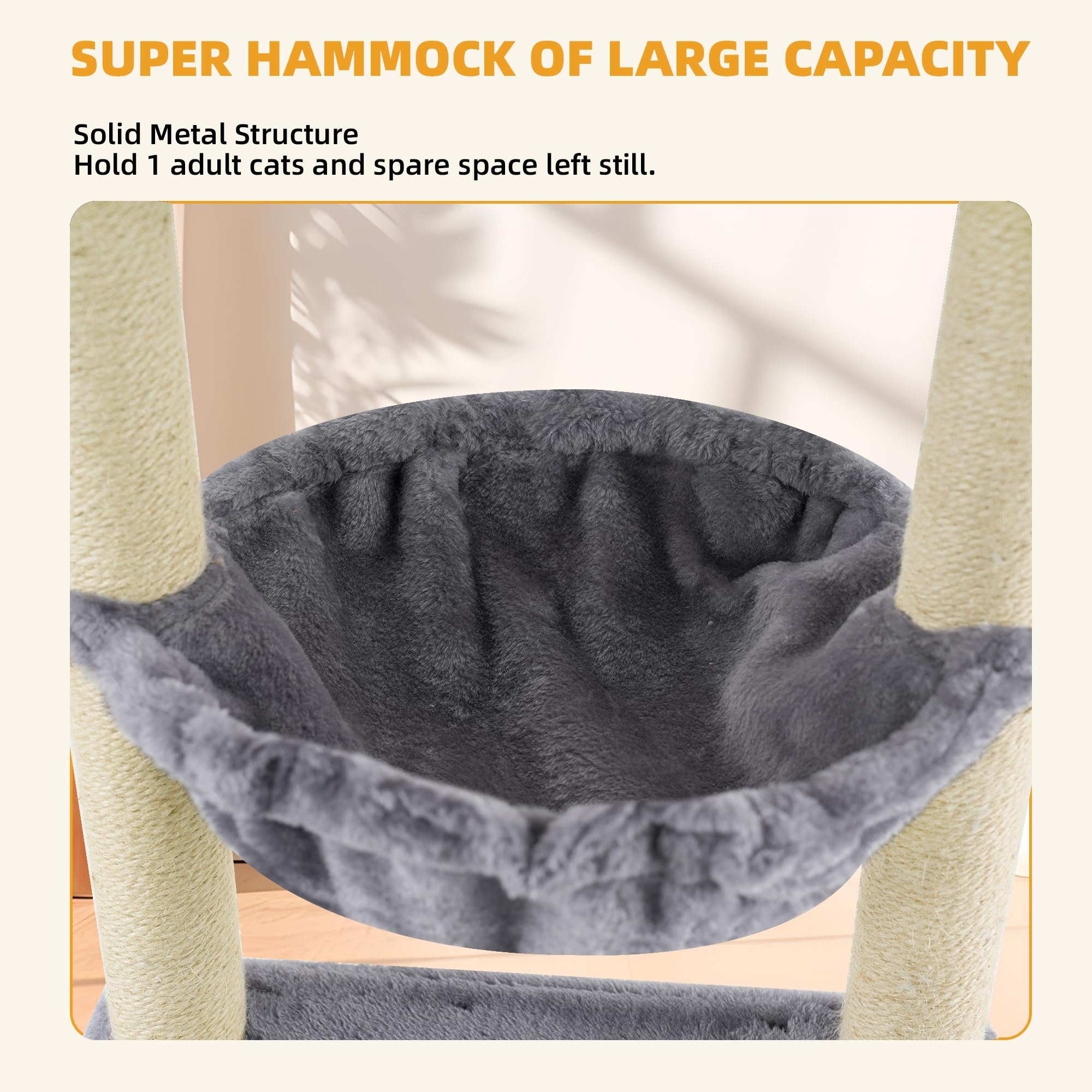 Premium Multi-Level Cat Tree for Indoor Cats - Sturdy Cat Tower with Spacious Condo, Cozy Hammock & Scratching Posts - Space-Saving Grey Climbing Activity Center for Kittens & Adult Cats - Perfect for Apartments, Living Rooms & Pet Play Areas