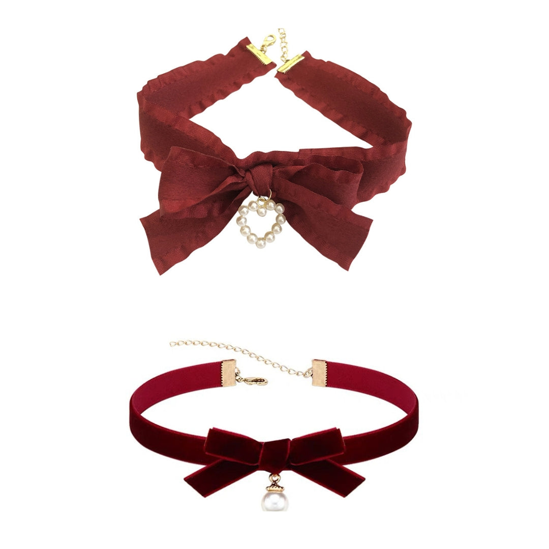 Festive Christmas Bow Tie Choker Necklace - Elegant Holiday Jewelry Gift for Women | XL0342 | Perfect for Christmas Parties, Gift Exchanges & Holiday Outfits