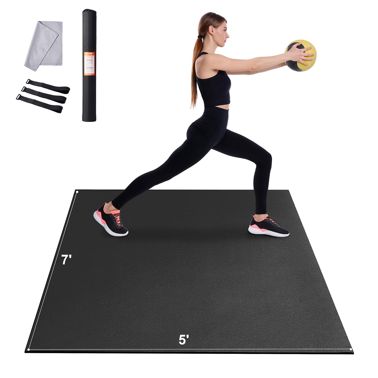 VEVOR Extra Large Non-Slip Yoga Mat - 6mm Thick High Density Exercise Mat for Home Workouts, Pilates & Floor Exercises - Includes Carry Bag & Strap - Perfect for Men & Women - Ideal for Yoga Studios, Gyms & Home Fitness Routines