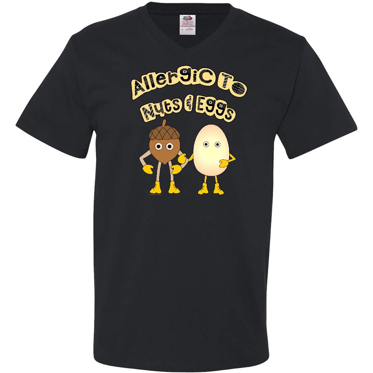 Allergic to Nuts and Eggs Funny Men's V-Neck T-Shirt | Humorous Food Allergy Awareness Top | Perfect for Allergy Sufferers, Support Groups & Medical Professionals