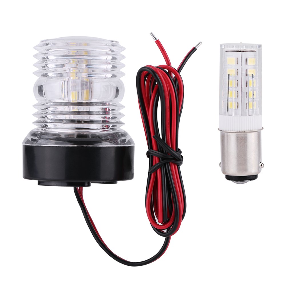 12V LED Marine Navigation Anchor Light - 360° All-Round White Boat Light with Strobe Function for Safe Night Sailing & Docking | Waterproof & Durable for Yachts, Sailboats, and Fishing Vessels