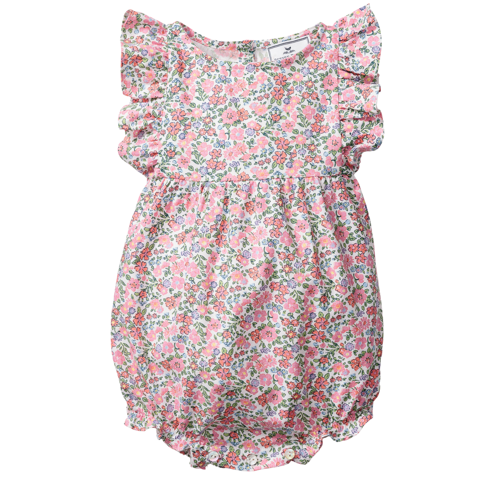 Baby's Twill Ruffled Romper in Fleurs de Rose - Soft Cotton Outfit for Newborns & Infants - Perfect for Photoshoots, Parties & Everyday Wear