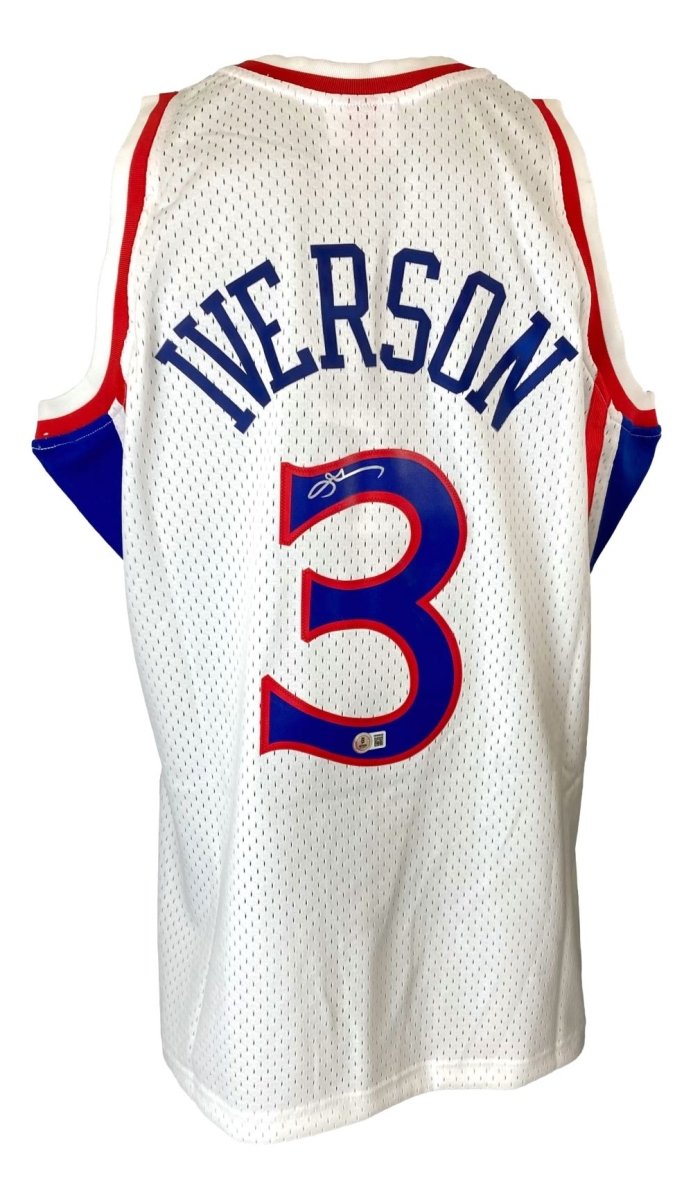 Authentic Allen Iverson Signed Philadelphia 76ers 1996-97 White Mitchell & Ness Hardwood Classics Swingman Jersey - Perfect for NBA Memorabilia Collectors, Sports Fans & Home Decor