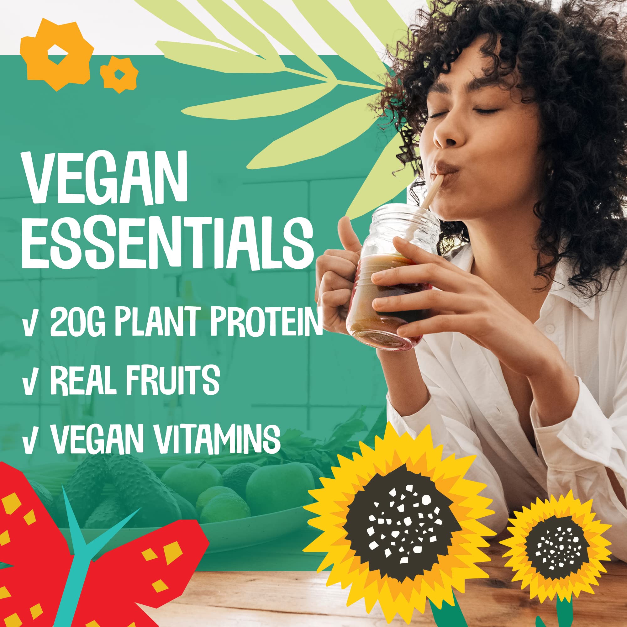 Wyldsson EarthChamp Vegan Protein Powder - 28 Servings (1kg) | Plant-Based Vanilla Protein Shake | Dairy Free, Gluten Free, Lactose Free | Perfect for Post-Workout Recovery & Healthy Smoothies