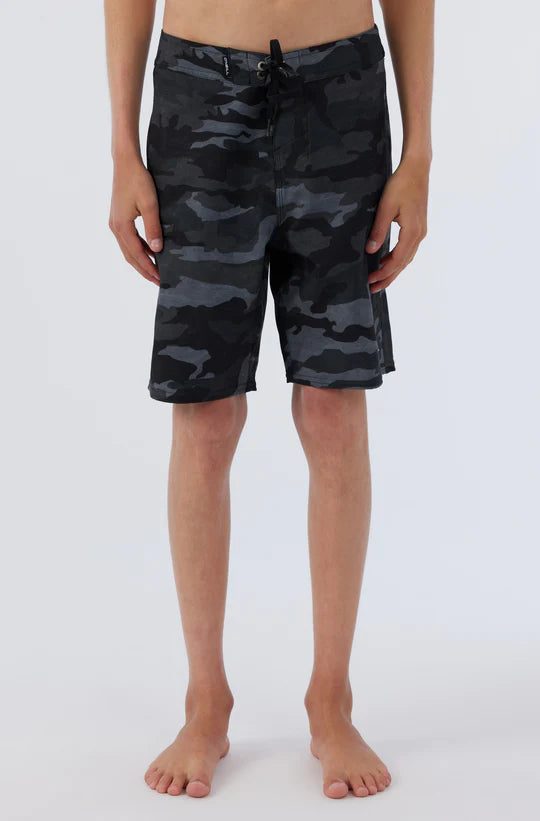 O'Neill Kids Hyperfreak Boys Swim Shorts - Black Camo Print | Quick-Dry Swim Trunks for Beach, Pool & Water Sports