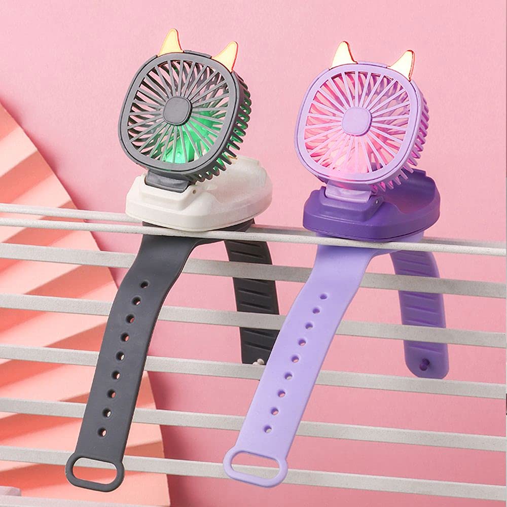 RDLK Mini Cat-Shaped Watch Fan - Portable USB Rechargeable Handheld Fan for Kids & Adults - Perfect for Outdoor Travel, Hiking, Camping & Summer Activities