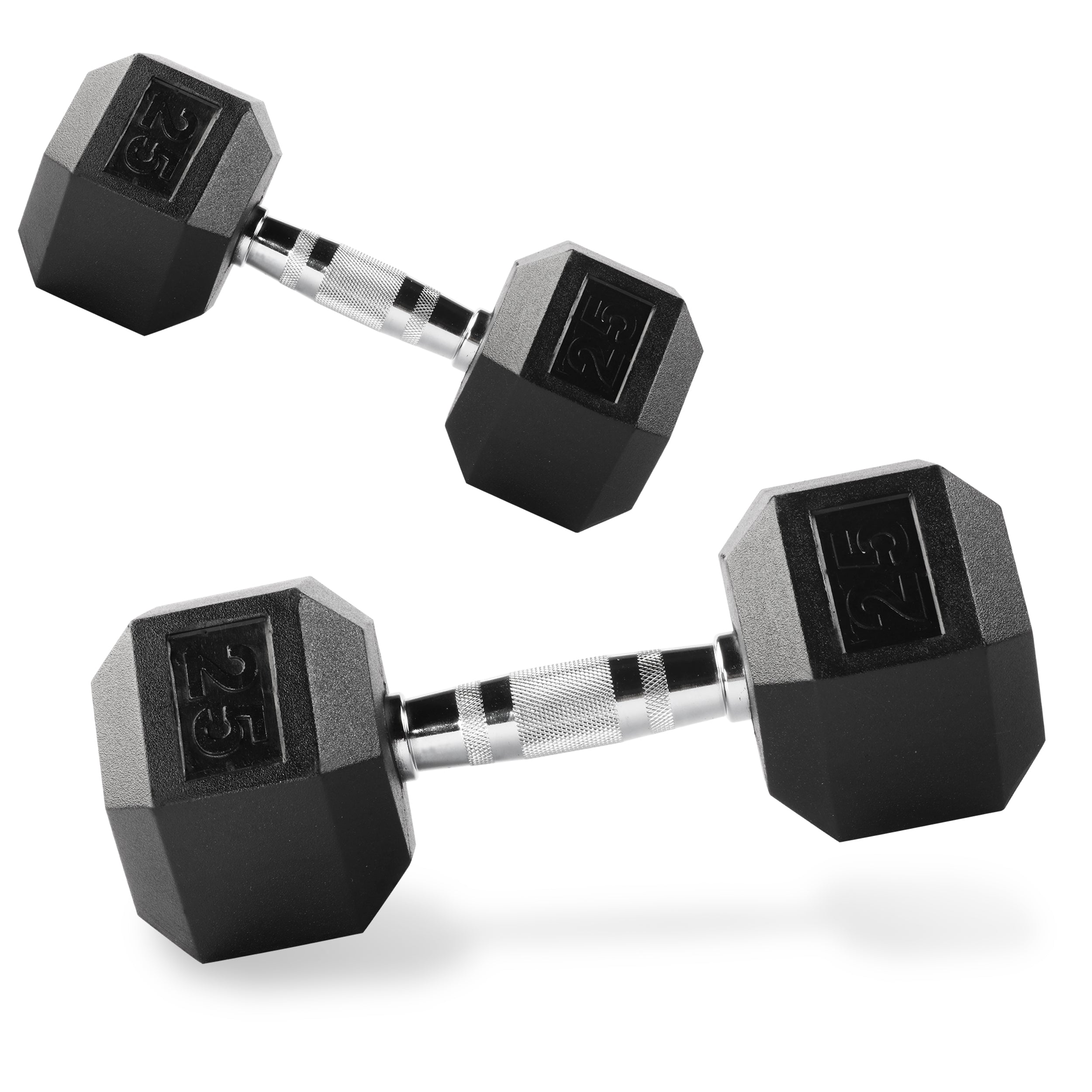 PRCTZ Rubber Encased Hex Dumbbell Set (Pair) - 5 to 40 lbs Weight Options for Home Gym, Strength Training & CrossFit Workouts | Non-Slip Grip & Durable Rubber Coating