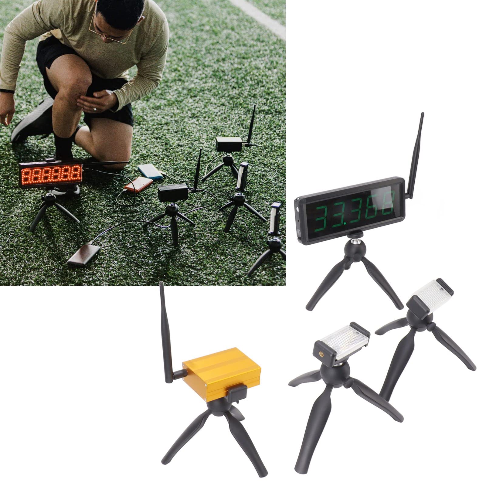 Wireless Digital Timer for Racing - Battery Powered Stopwatch for Sprint, Bike, Motorcycle & Skating Training - Track & Field Timer with 100-240V US Plug - Perfect for Outdoor Sports & Speed Drills